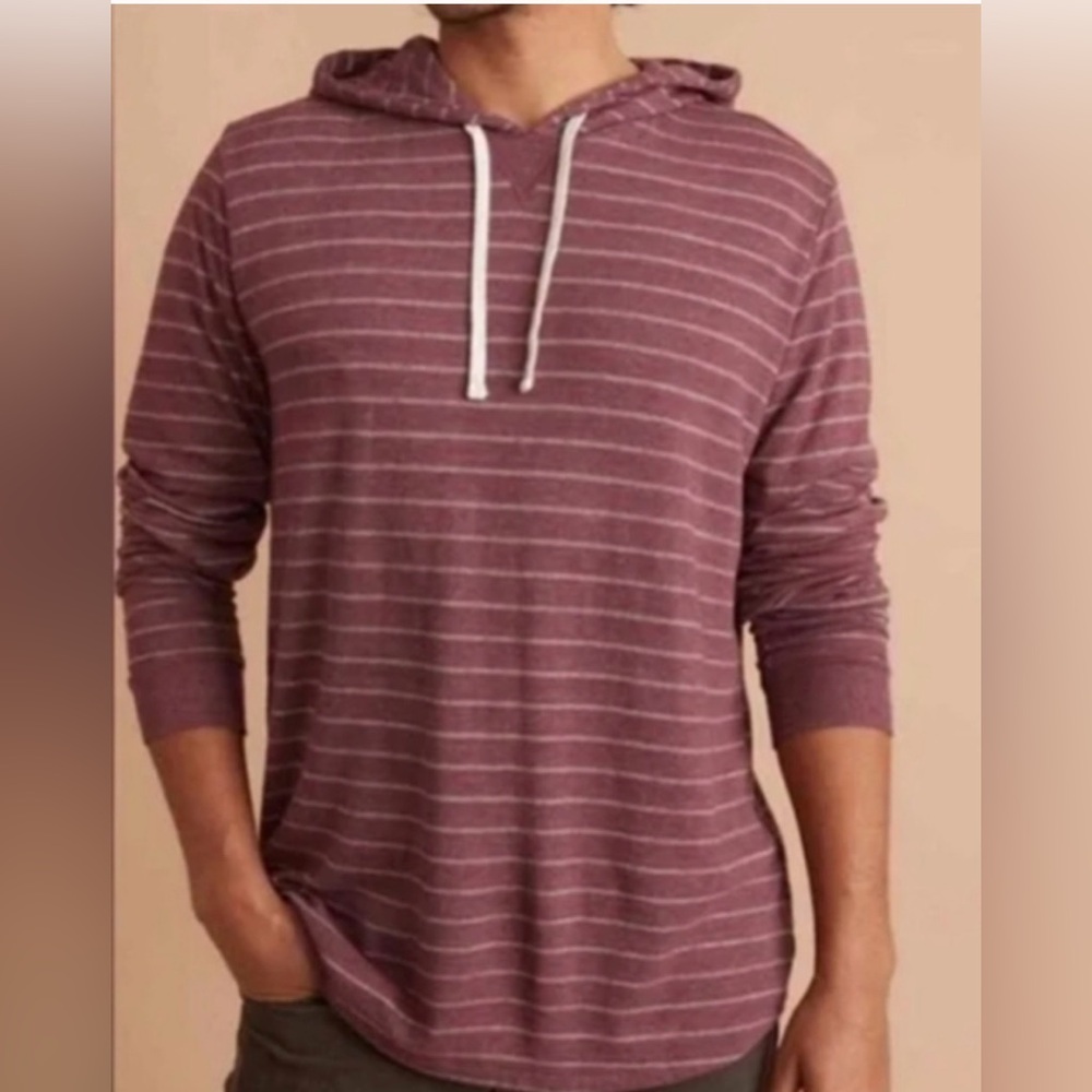 Men's Striped Hooded Long-Sleeve Pullover